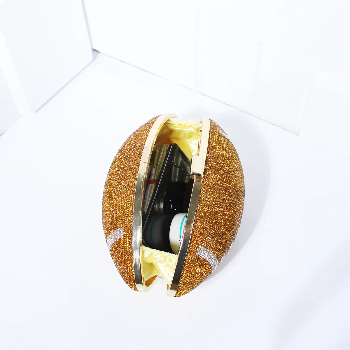 Football-Shaped Evening Minaudière - Exquisite High-End Banquet Purse for Dance Events Versatile Shoulder Messenger Bag