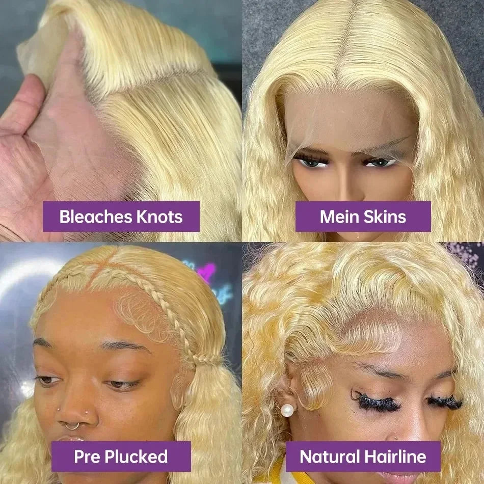 613 Hd Lace Frontal Wig 13x6 Human Hair Wigs Honey Blonde Wigs Curly Lace Front Wigs Human Hair 13x4 HD Deep Water Wave Lace Wig