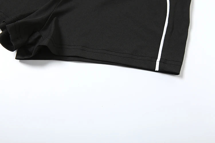 Weird Puss Summer Women Casual 2 Piece Set Tracksuit Zip Patchwork Shorts Sleeve Crop Tops+Shorts Stretch Sporty Outfits