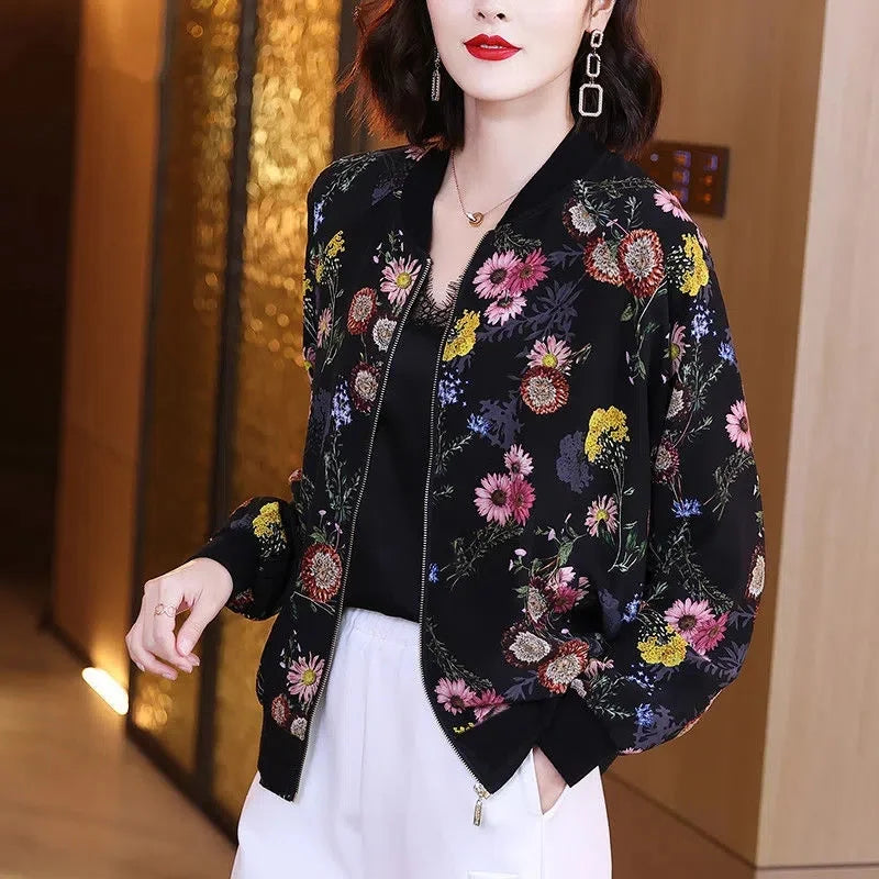 Fashion Print Jacket Female Spring Top 2024Summer UV Protection Joker Short Chiffon Sunscreen Clothing Female Top Thin Shirt Top