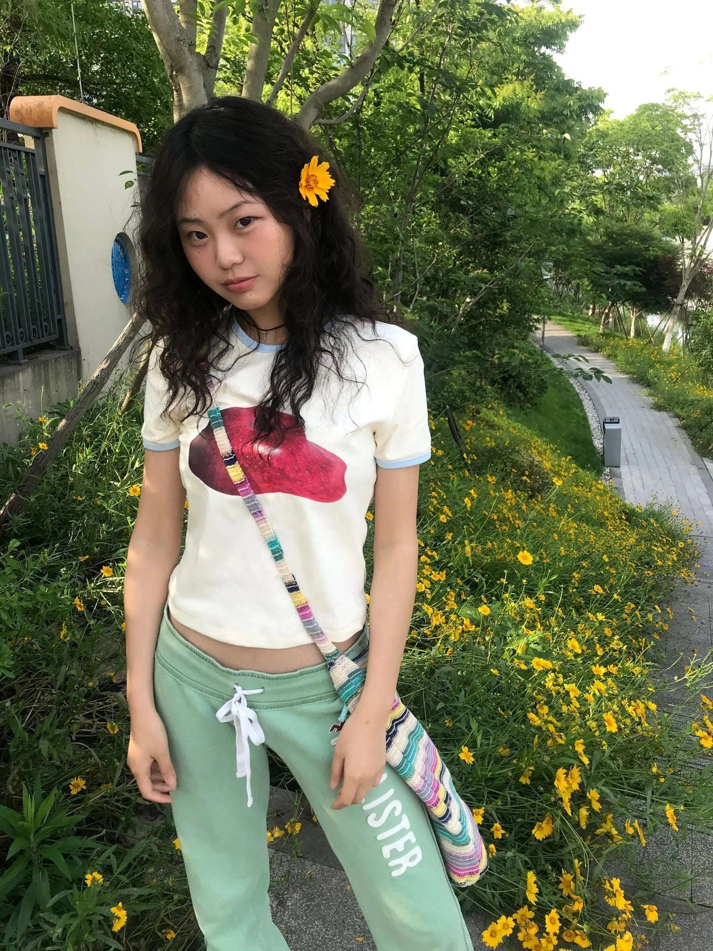 Karrram Japanese Y2k Apple Print T-shirt Vintage 2000s Style Crop Top Harajuku Aesthetics Short Sleeve Tee Shirt American Retro