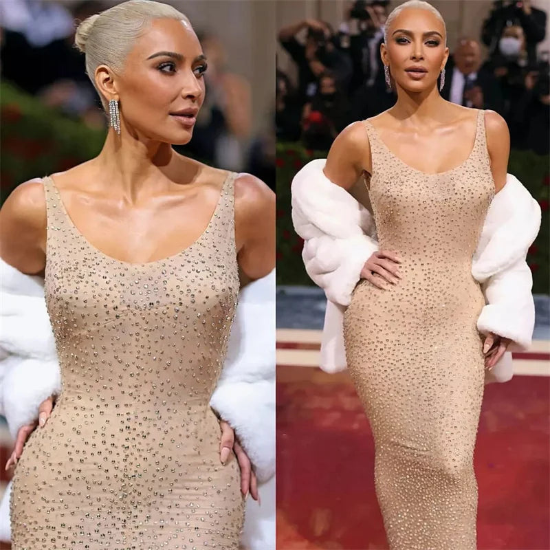 Sparkly Diamonds Rhinestone Bodycon Maxi Dresses for Women Wedding Evening Backless Night Party Club Celebrity Even Dresses Robe