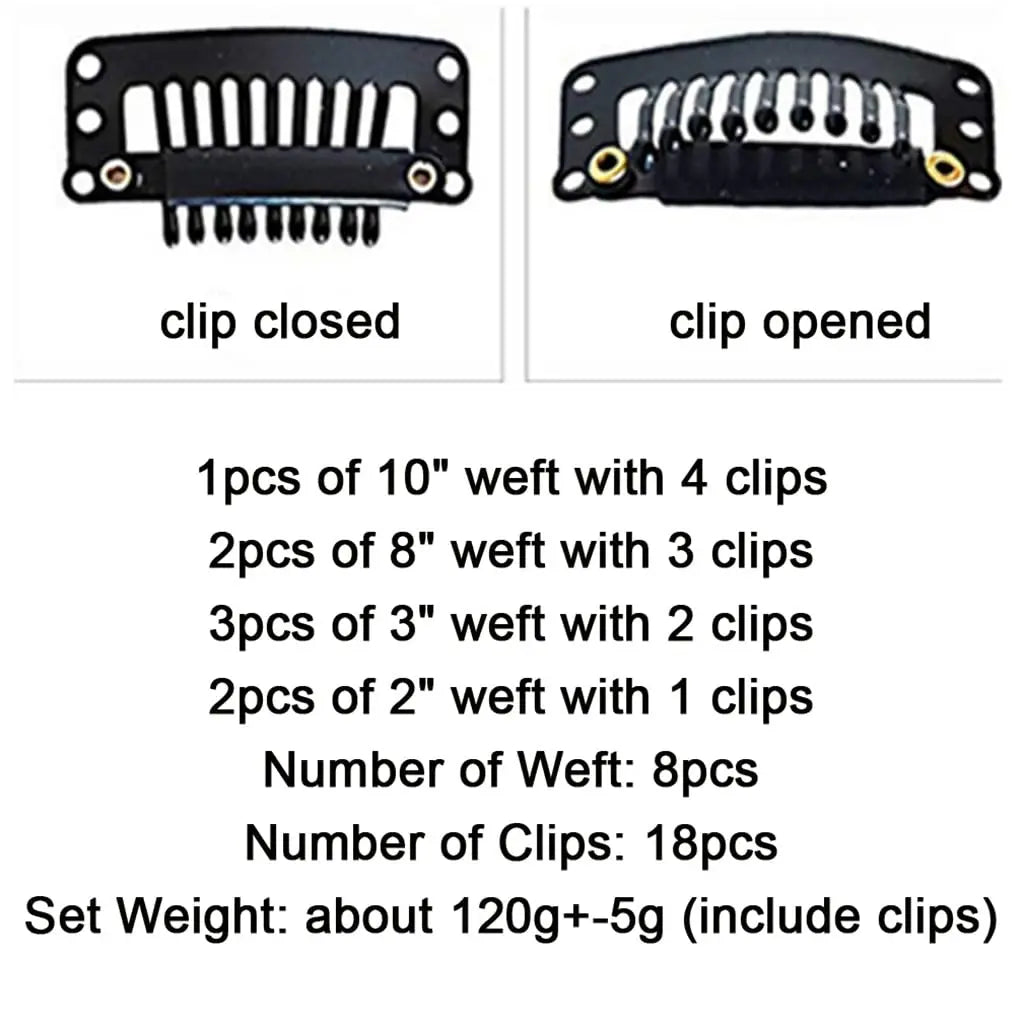 Straight Ombre Color T1B/4/27 Clip in Human Hiar Extensions for Black Women Brazilian Human Hair 8Pcs 120g/set 18 Inch #1B/4/27