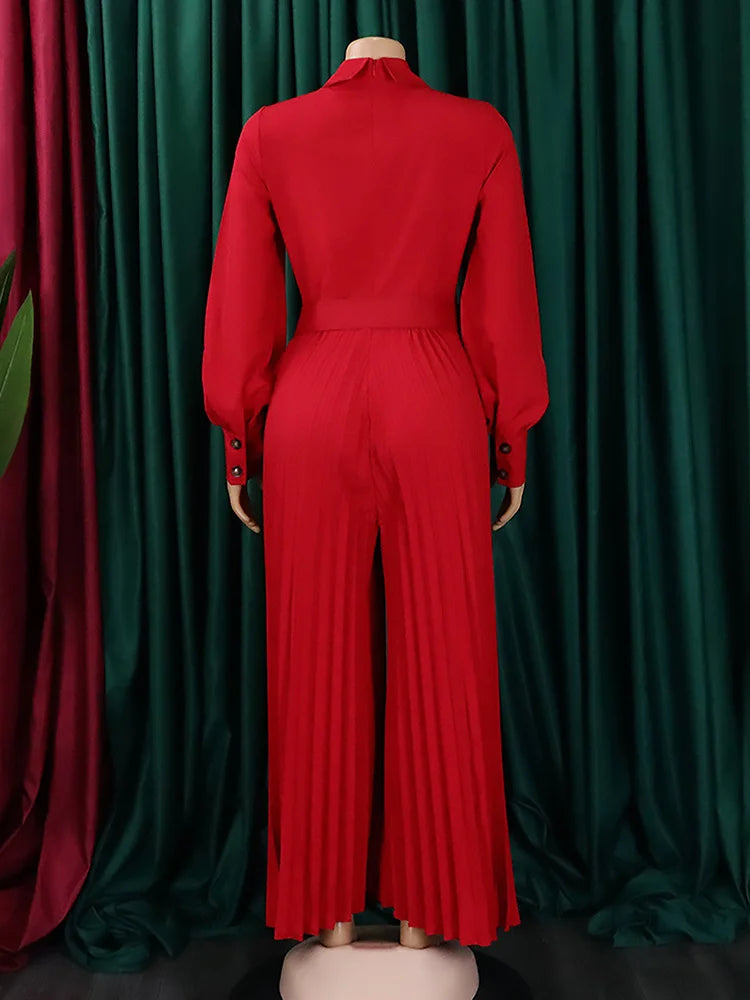 Wmstar Jumpsuit Women's Clothing Office Lady Button Fashion Maxi Rompers New in Fall Clothes Wholesale Dropshipping with Belt