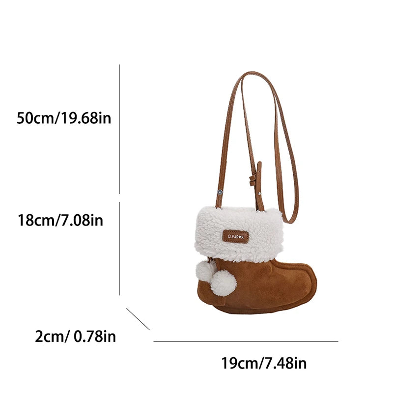 Christmas Boots Messenger Bag Creative Fashion New Retro Glove Bag Messenger Bag Mobile Phone Bag Frosted Suede Cute Gift Wallet