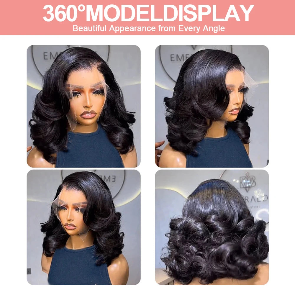 Body Wave Short Bob 13x6 Transparent Lace Front Human Hair Wigs Glueless 7x5 13x4 HD Pre Plucked Lace Frontal Wig For Women 250%