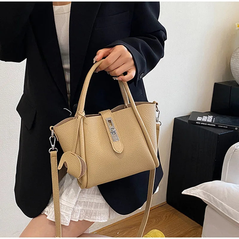 Fashion Design Women Bucket Bag Brand Trendy Basket Bag Versatile Simple Solid Color Texture Women's Bag Shoulder Crossbody Bag