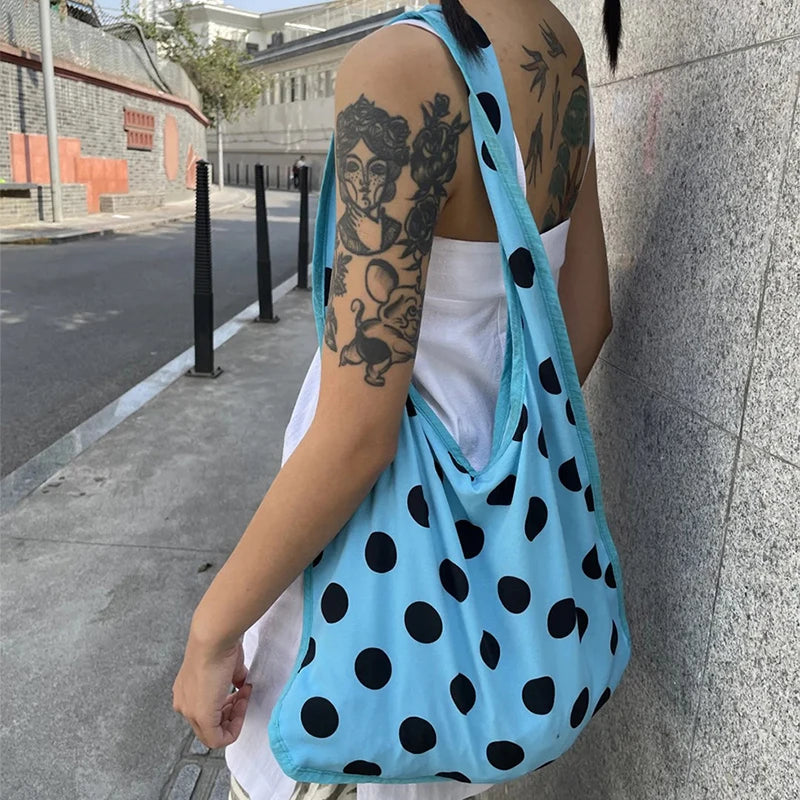 Summer Polka Dot Shoulder Bag Large Capacity Versatile Tote Bag Underarm Bag New Brand Women's Commuter Handbag Messenger Bag