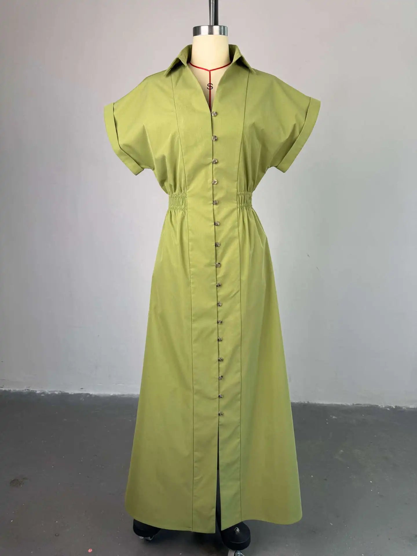 CM.YAYA Women Batwing Short Sleeve Single Breasted Long Maxi Dress 2025 Street Birthday Evening Sexy Party Dresses Vestidos