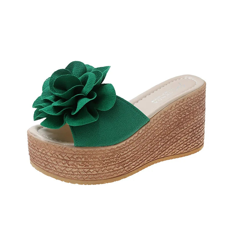 Floral Print Platform Wedge Sandals