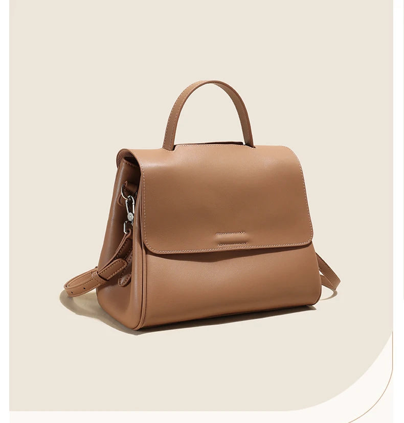 Women's Cowhide Genuine Leather Shoulder Bag Female Fashion Luxury Designer Handbags Ladies Commuting Large Capacity Bucket Bags