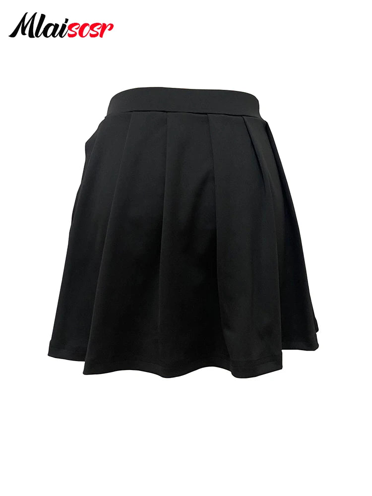 Mlaiscsr Gothic Style Pleated Punk Irregular Ring Shorts Skirt High Waist A-Line Harajuku Mini Pants Sexy Party Night Clubwear