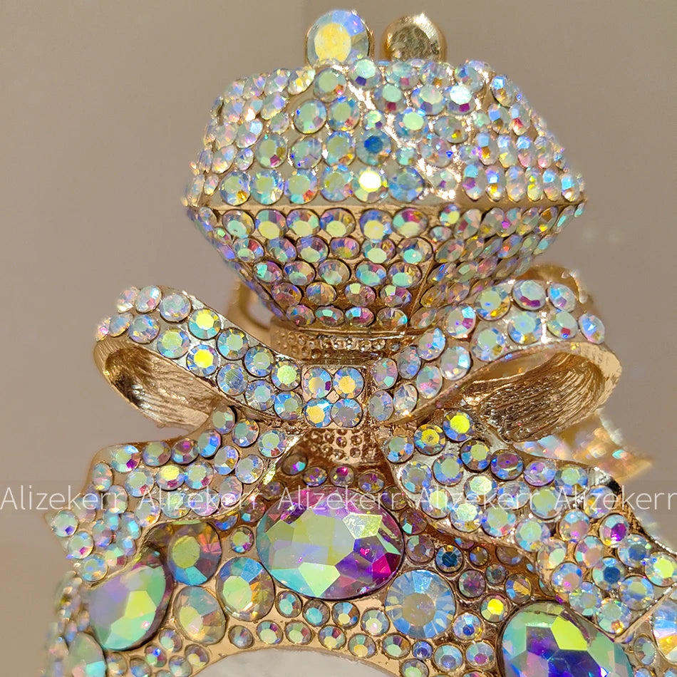 Alizekerr Perfume Bottle Crystal Evening Bags Women Gorgeous Boutique Bow Diamond Metal Clutch Purses And Handbags Wedding Party