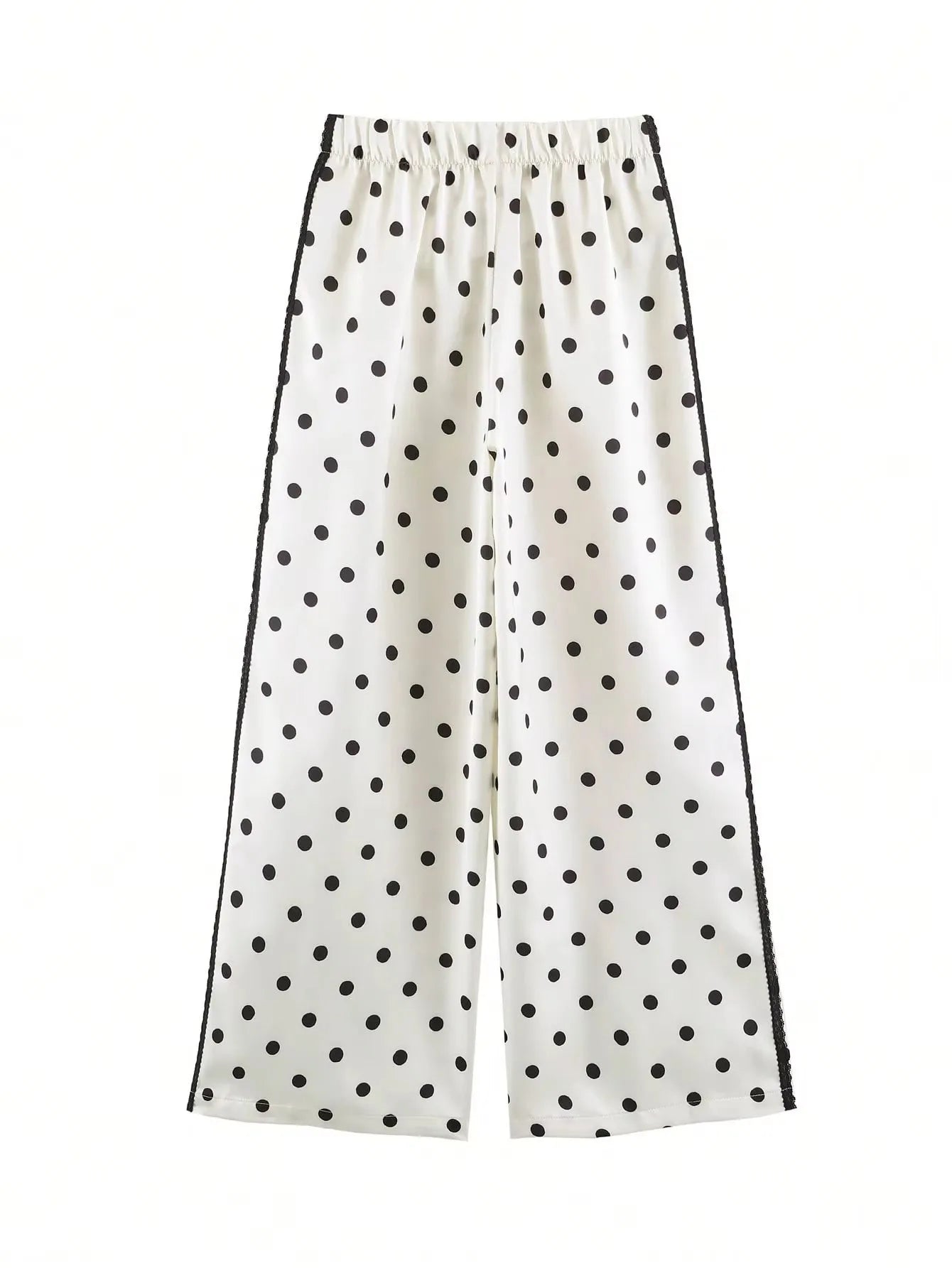 Elegant Polka Dot Pantsuit Stand Collar with Wide Leg for Women