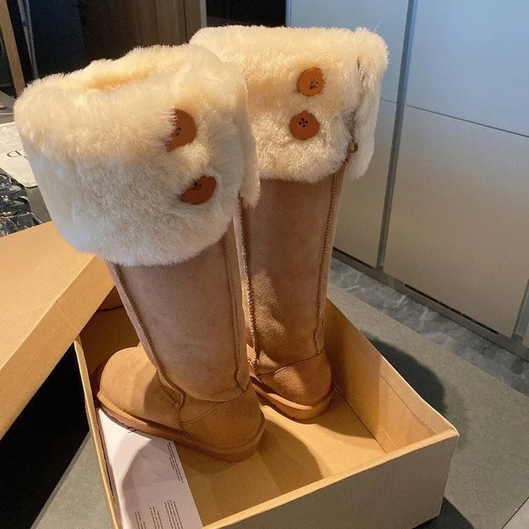 Classic Slip On Square Heel Mid Calf Boots for Women