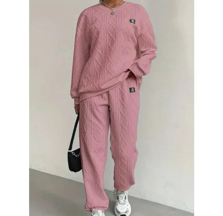 Casual Two Piece Sets Womens Outifits Streetwear Autumn and Winter 2024 New Long Sleeved Round Neck Hoodie and Y2k Pants Suit