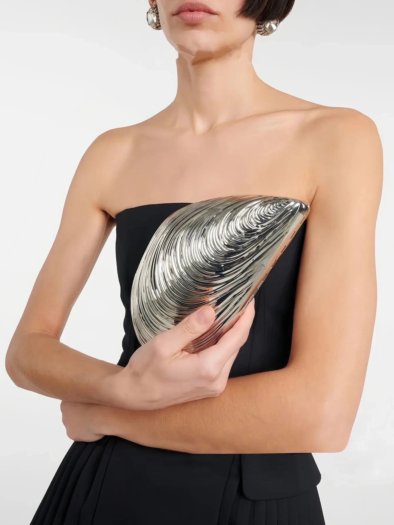 Retro Golden Silver Metal Large Shell Acrylic Bag New Banquet Party Hand All-Inclusive Women's Shoulder Crossbody Evening Bags