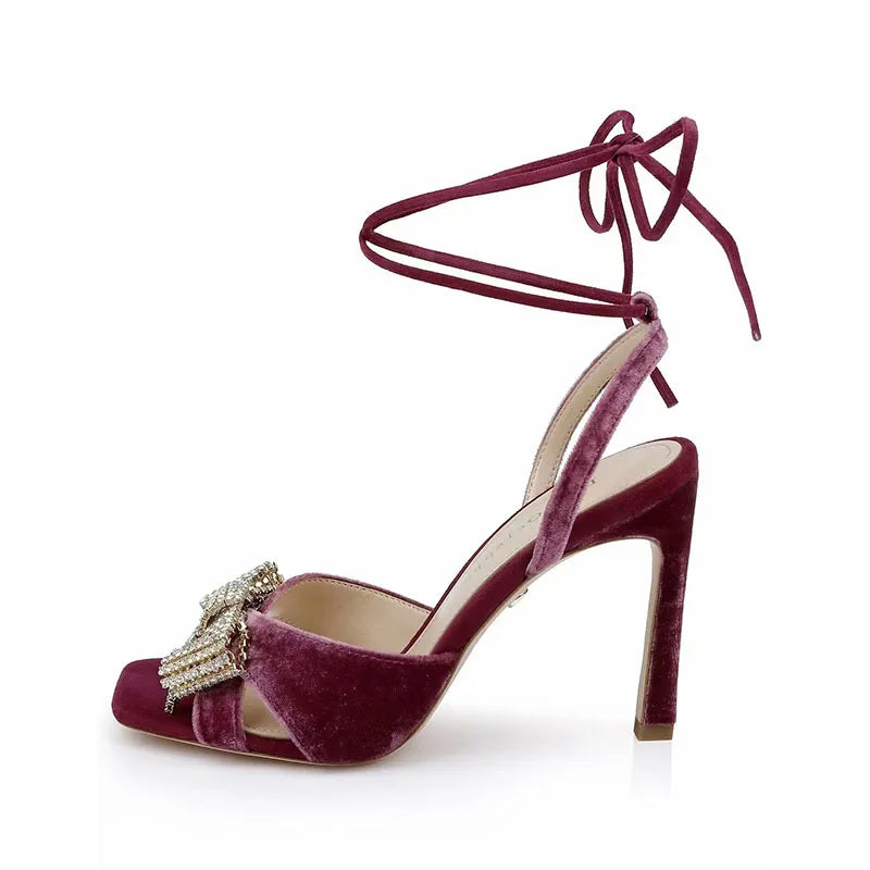 Luxe Rhinestone Bow Pointed Toe Stiletto Heels For Women