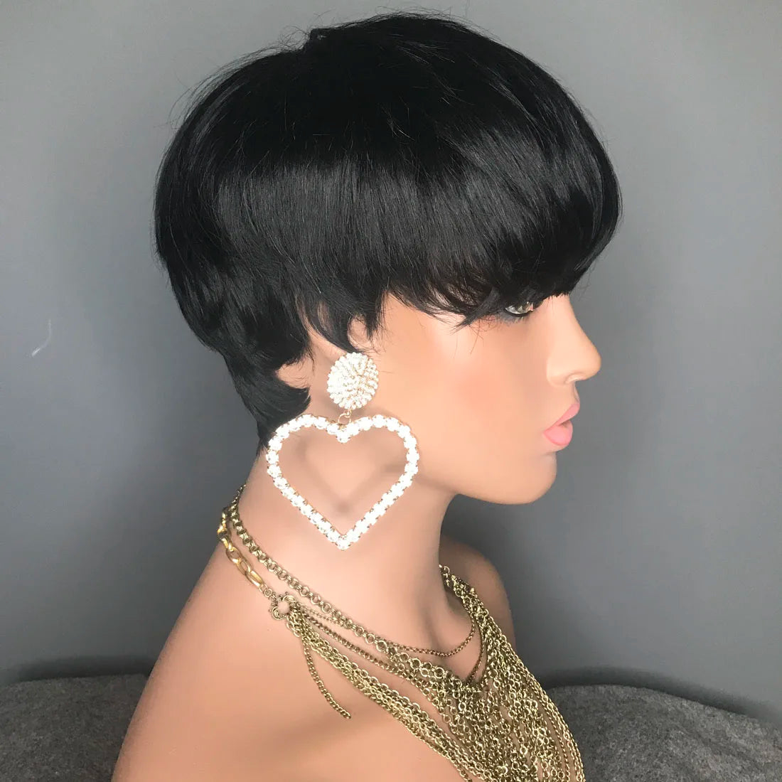 Human Hair Short Pixie Cut Wig 4# Staright Layered Pixie Cut Wig P4/27 Ombre Brown Full Machine Made Burgundy Red Color 613#