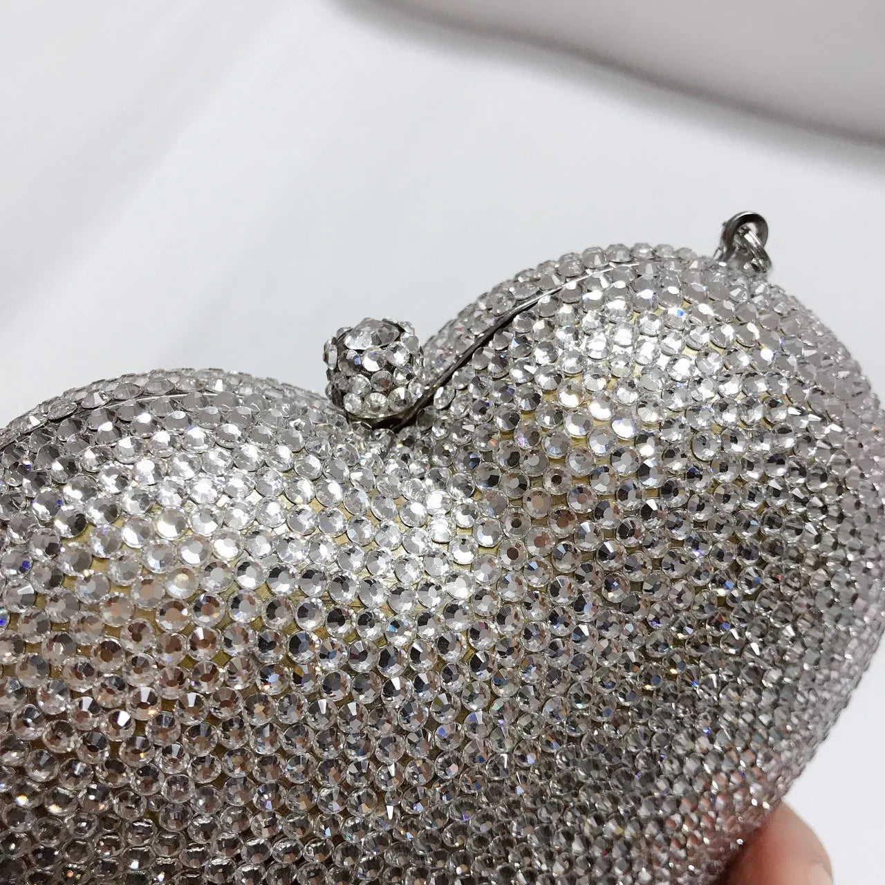 Red Peach Heart-shaped Diamond-encrusted Dinner Bag Full Of Diamonds Love Clutch Bag Hard Box Crystal Women's Banquet Dress Bags