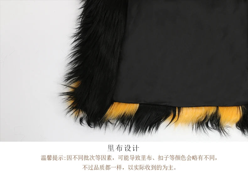 Soft Thick Mandarin Collar Faux Fox Fur Coat For Women