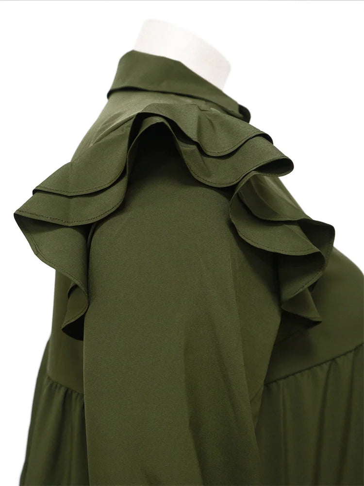 Wmstar Plus Size Women Clothing Dresses Women Petals Long Sleeve Loose Solid Elegant Maxi Shirts Dress Wholesale Dropshipping