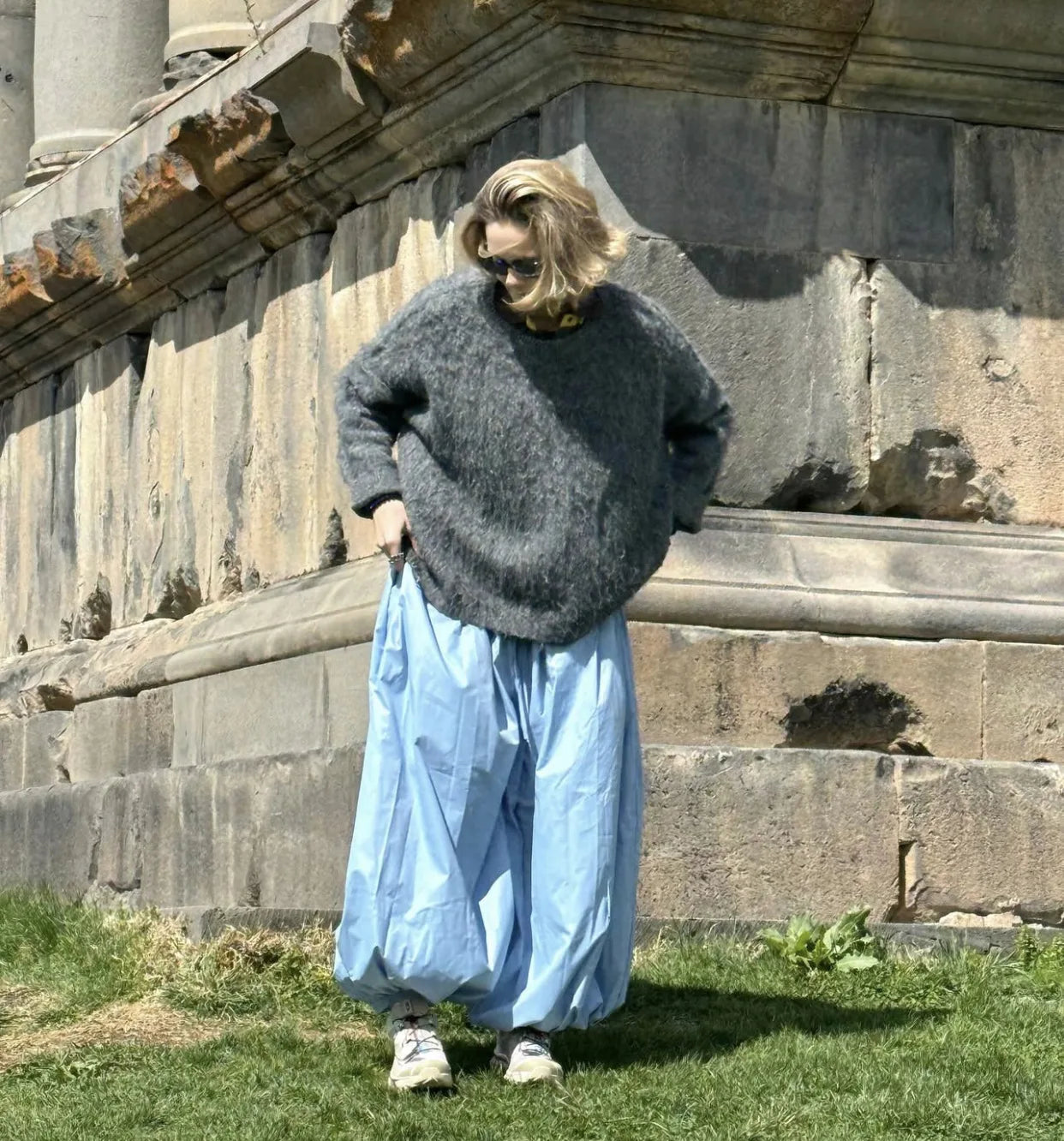 Tossy Summer Fashion Pocket Bloomers Female Trousers Pleated Loose High Waist Patchwork Bandage Streetwear Wide Leg Women Pants