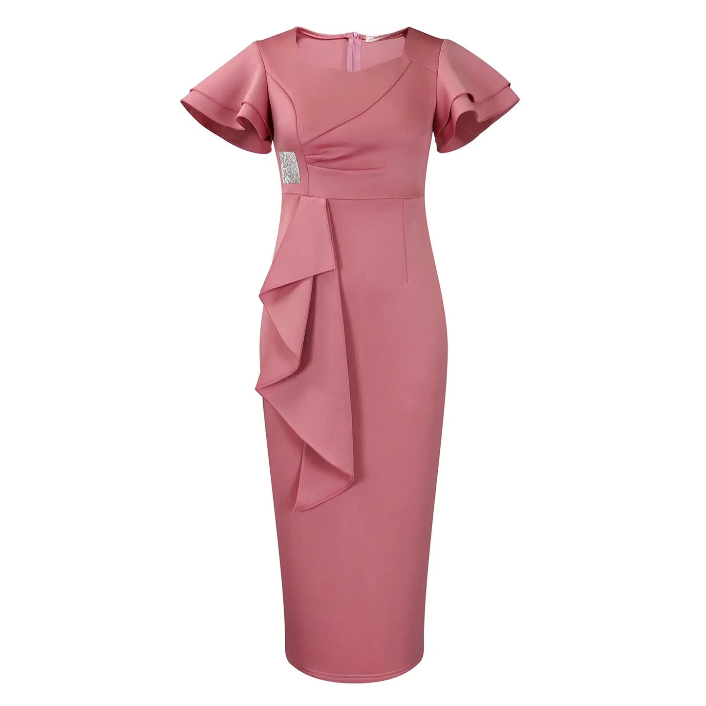 Elegant Pure Color African Style Wrap Dress D3310 New Fashionable Transoceanic Dress with Lace Trim Elegant African Dress