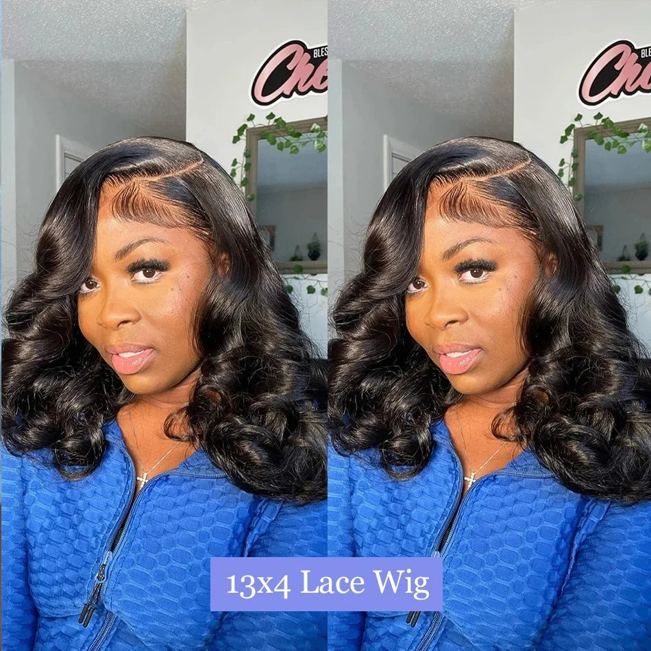 Loose Wave Wig 200% Body Wave Short Bob 13x4 Transparen Lace Front Human Hair Wigs Lace Frontal Closure Wig For Black Women
