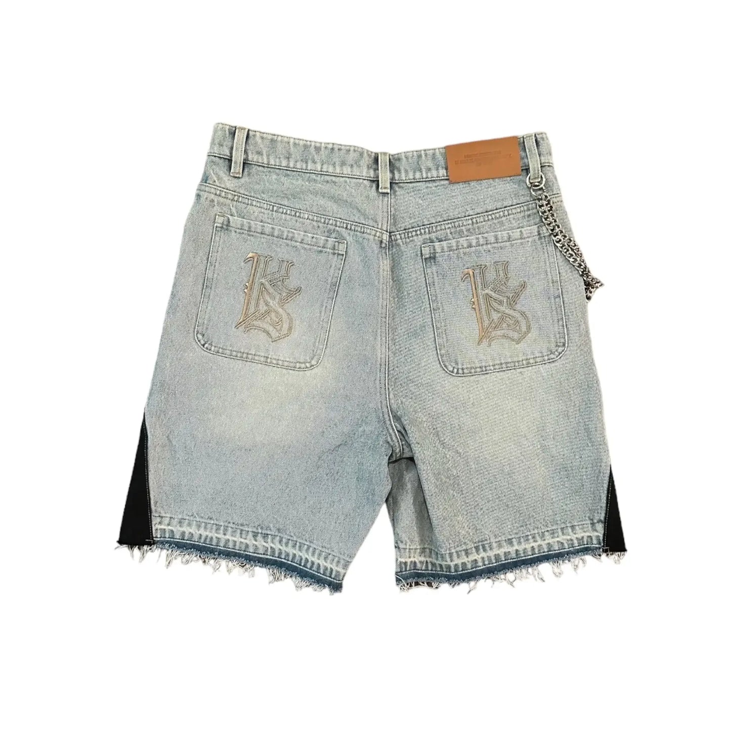 American Patchwork Embroidered Denim Shorts Y2K Jeans Mens Womens Hip Hop Washed Baggy Shorts Low Waist Over The Knee Pants