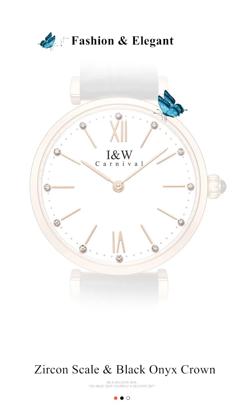 Montres Femmes CARNIVAL Brand Fashion Watches Ladies Luxury Girls Rose Gold Quartz Wrist Watch for Women Waterproof Reloj Mujer