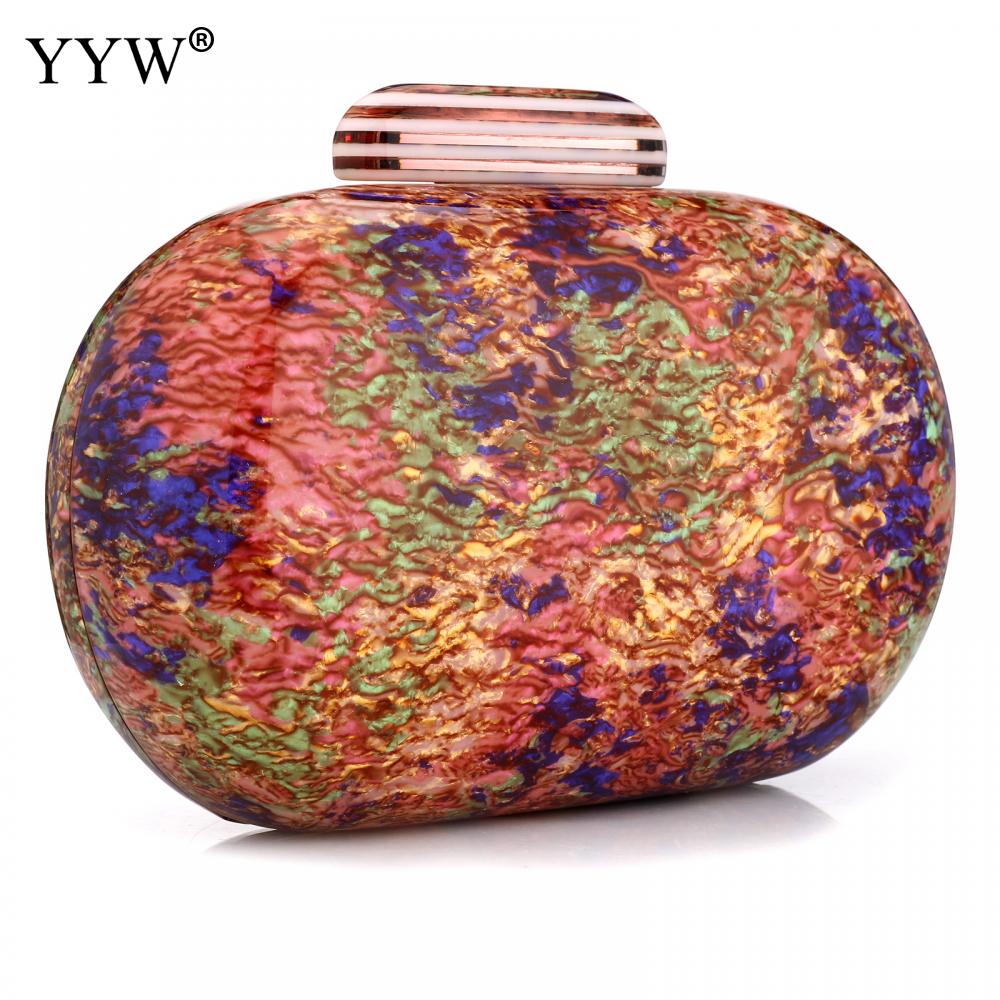 YYW Design Shell Acrylic Clutch Purse Women Marble Bag Luxury Elegant Lady Evening Bag Roud Cute Purple Handbag Shoulder Bags