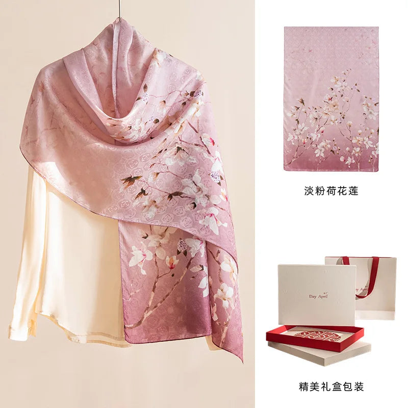 High-end women's new 100 mulberry silk scarf shawl cheongsam 170 * 55cm