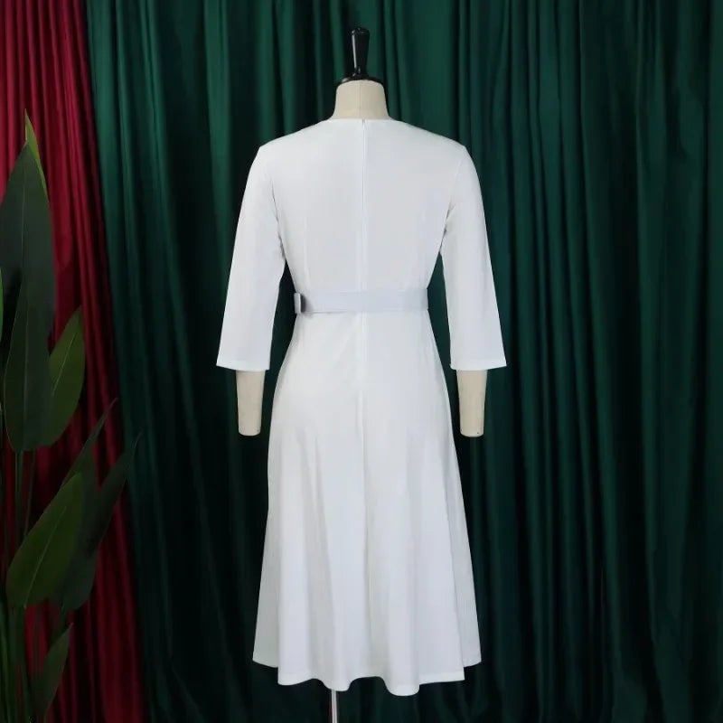 African Dresses For Women Elegant Polyester New Muslim Fashion Abayas Dashiki Robe Kaftan Midi Dress Turkish Africa Clothing
