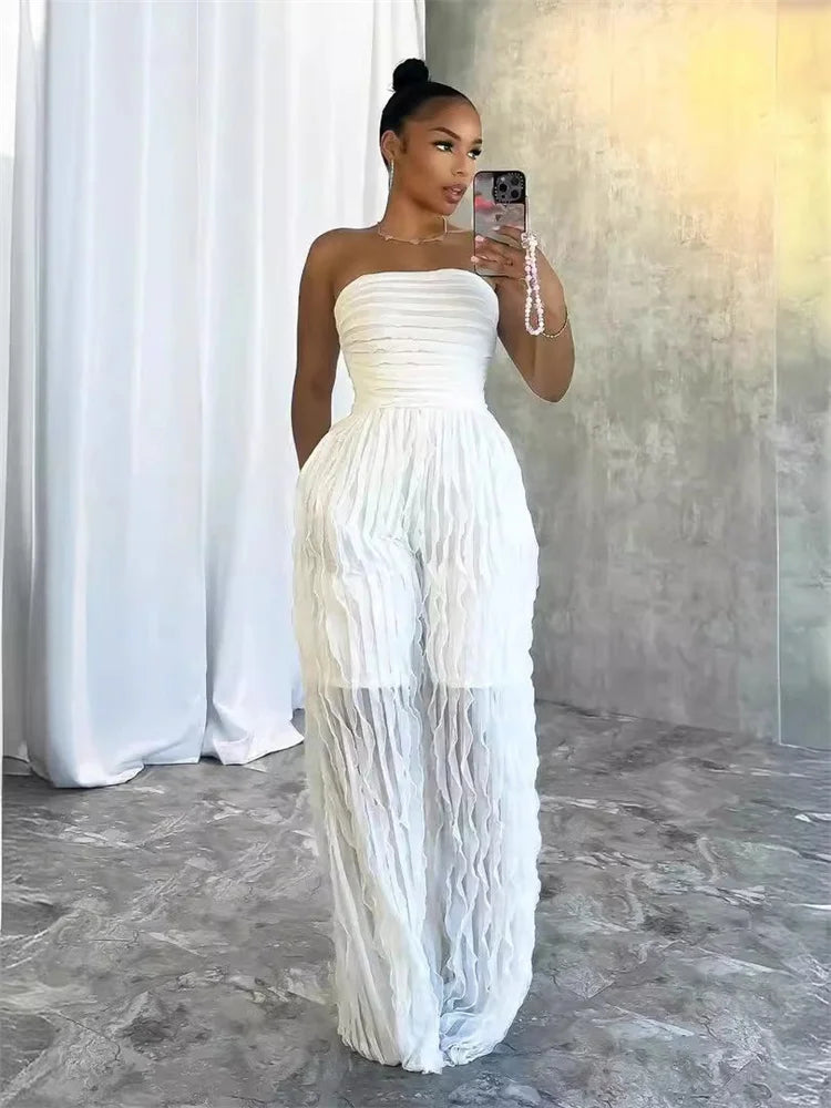 Wmstar Jumpsuit Women Fashionable Elegant Strapless Sexy with Wave Pattern Sleeveless Comfortable Soft Wholesale Dropshipping
