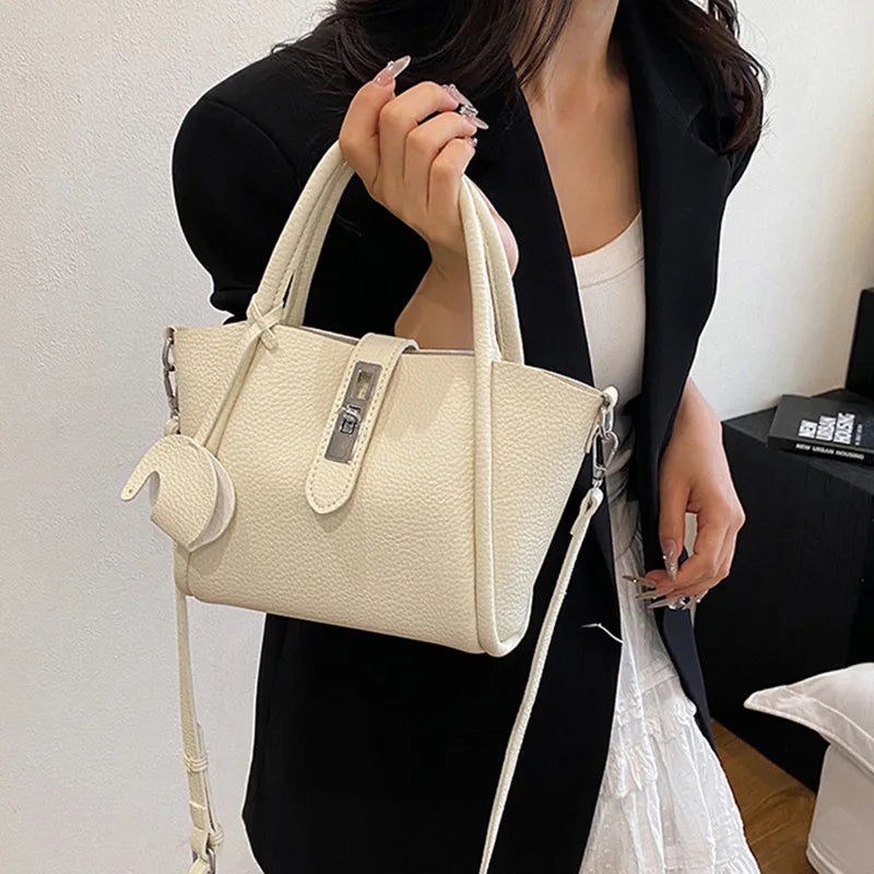 Fashion Design Women Bucket Bag Brand Trendy Basket Bag Versatile Simple Solid Color Texture Women's Bag Shoulder Crossbody Bag