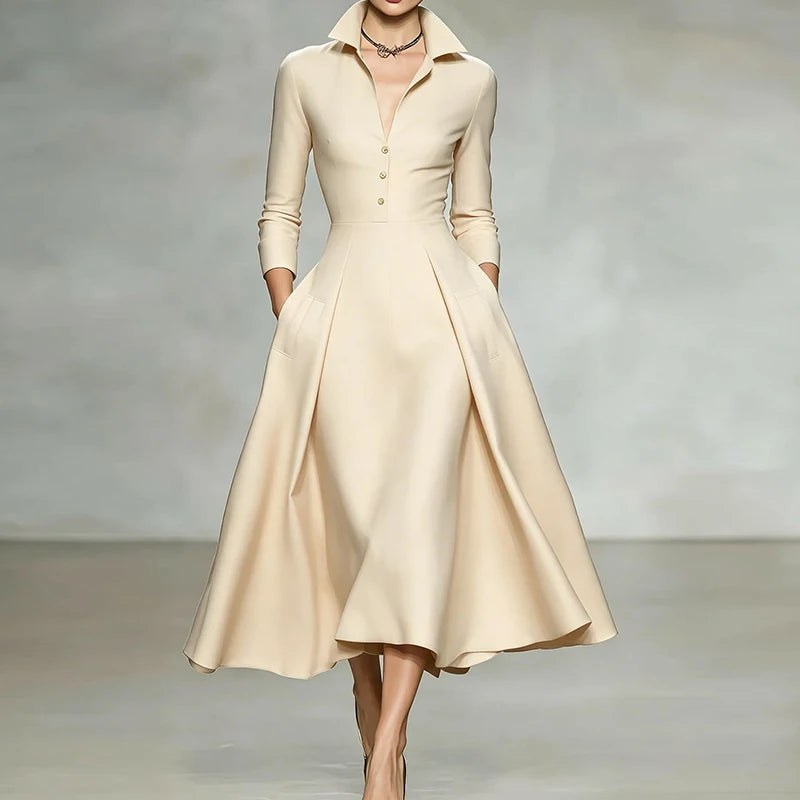 Long Sleeve Deep V Neck Patchwork Maxi Dress for Women
