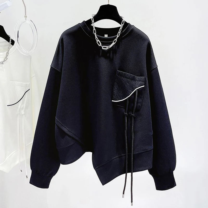 Korean fashion solid color hoodless sweatshirt women's spring and autumn new temperament loose thin niche design short top