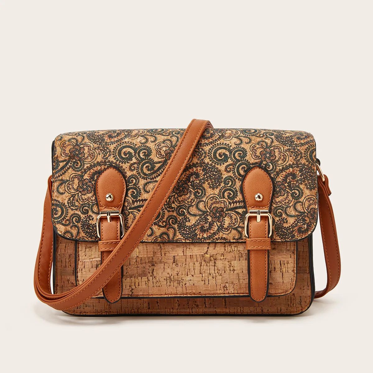 Single Shoulder Slanting Cross Bag Summer Large Capacity Ladies Printing Bag Retro Literary Saddle Bag
