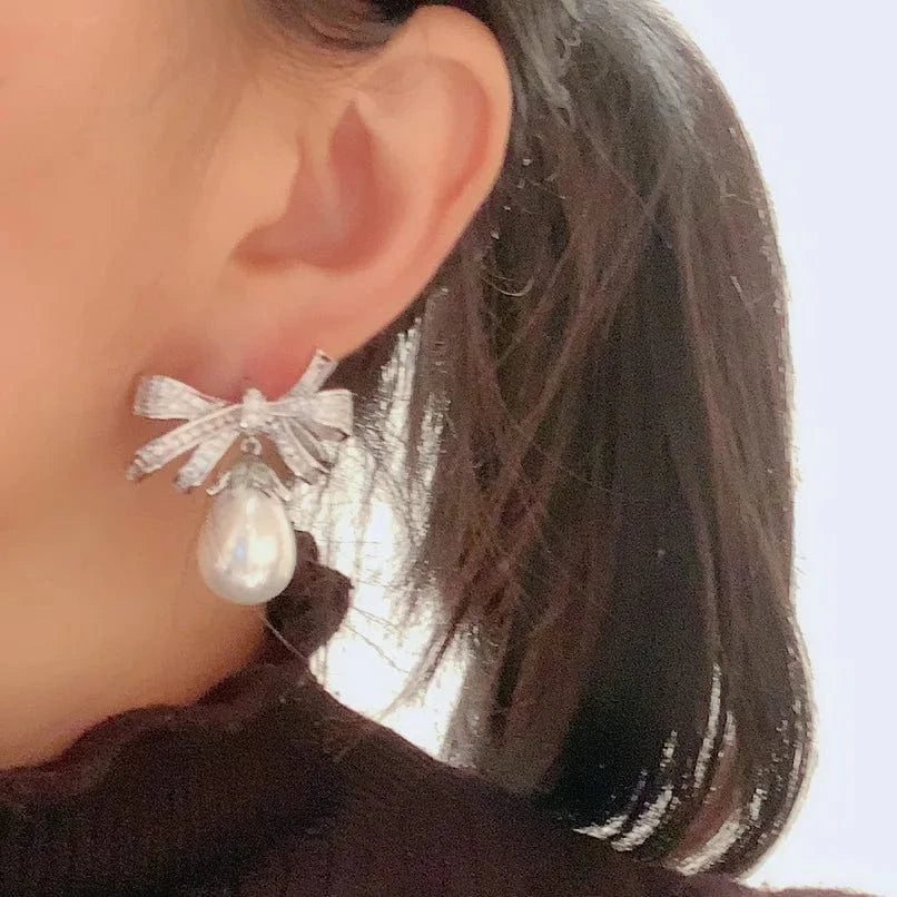 Bilincolor Purple Knot Pearl Earrings For Jewelry Gift