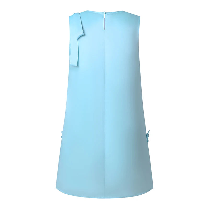 ZANZEA Women Elegant Sleeveless Mini Dress Korean Decor Flower Bow Tank Robe 2024 Autumn Round Neck Vestidos Holiday Party Dress