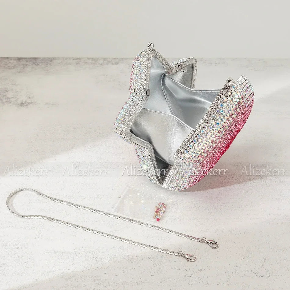 Alizekerr Star Shaped Crystal Evening Bags Women Boutique Gorgeous Sparkling Rhinestone Mini Metal Clutch Purses Wedding Party