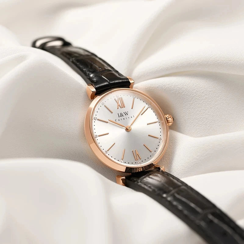 Montres Femmes CARNIVAL Brand Fashion Watches Ladies Luxury Girls Rose Gold Quartz Wrist Watch for Women Waterproof Reloj Mujer