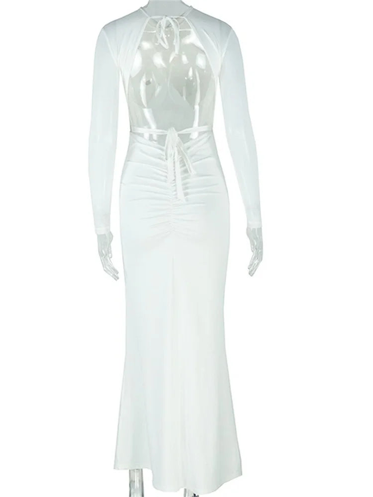 Wmstar Dresses Women Party Sexy See Through Bodycon Fashion Bandage Maxi Long Dress New Summer Wholesale Dropshipping 2025