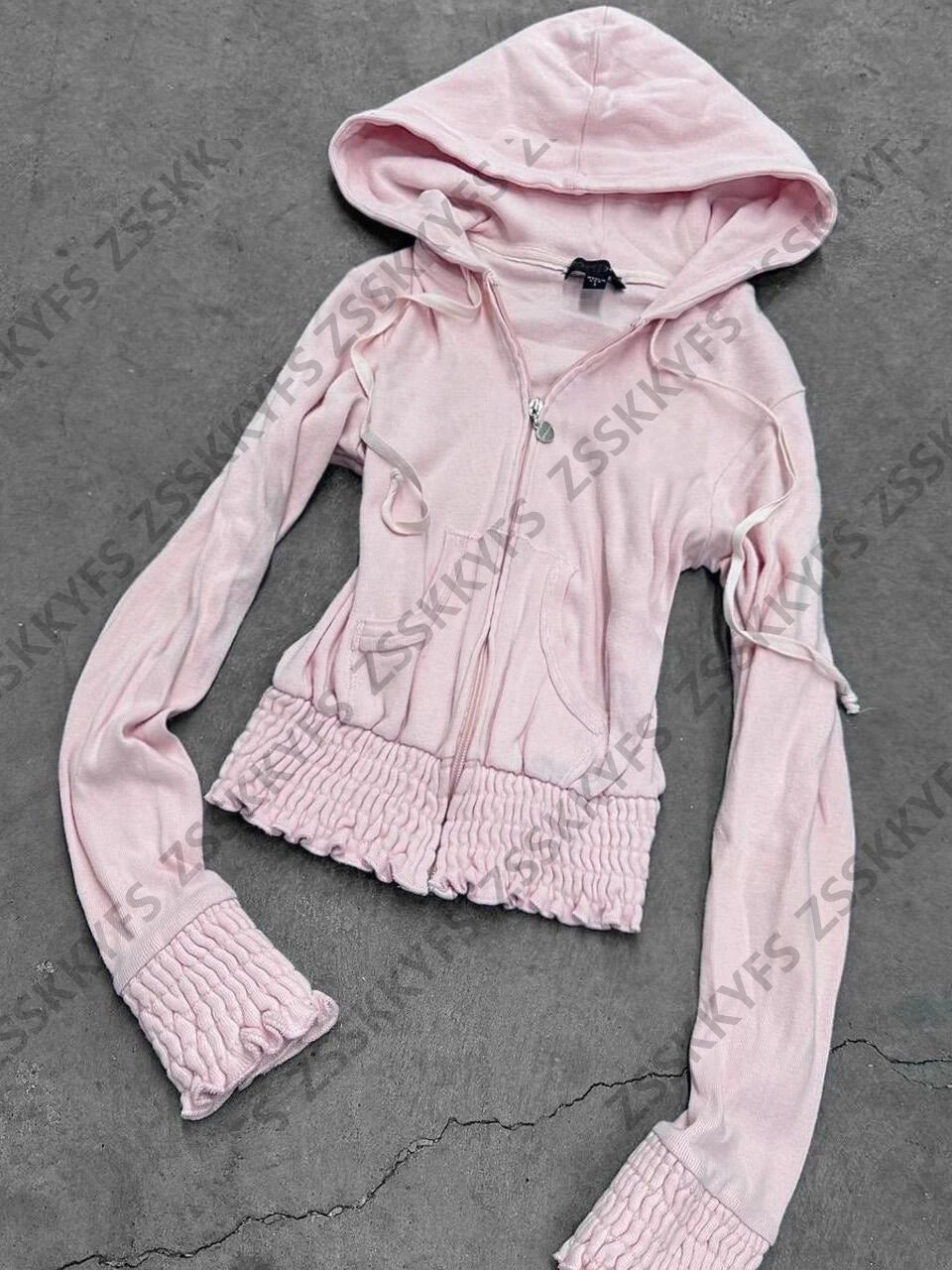 Vintage Sweatshirt 2-Piece Set Y2k 2000s Goth Harajuku Korea Coat+Pants Slim High Street Winter Basics Grunge Emo Sportswear Set