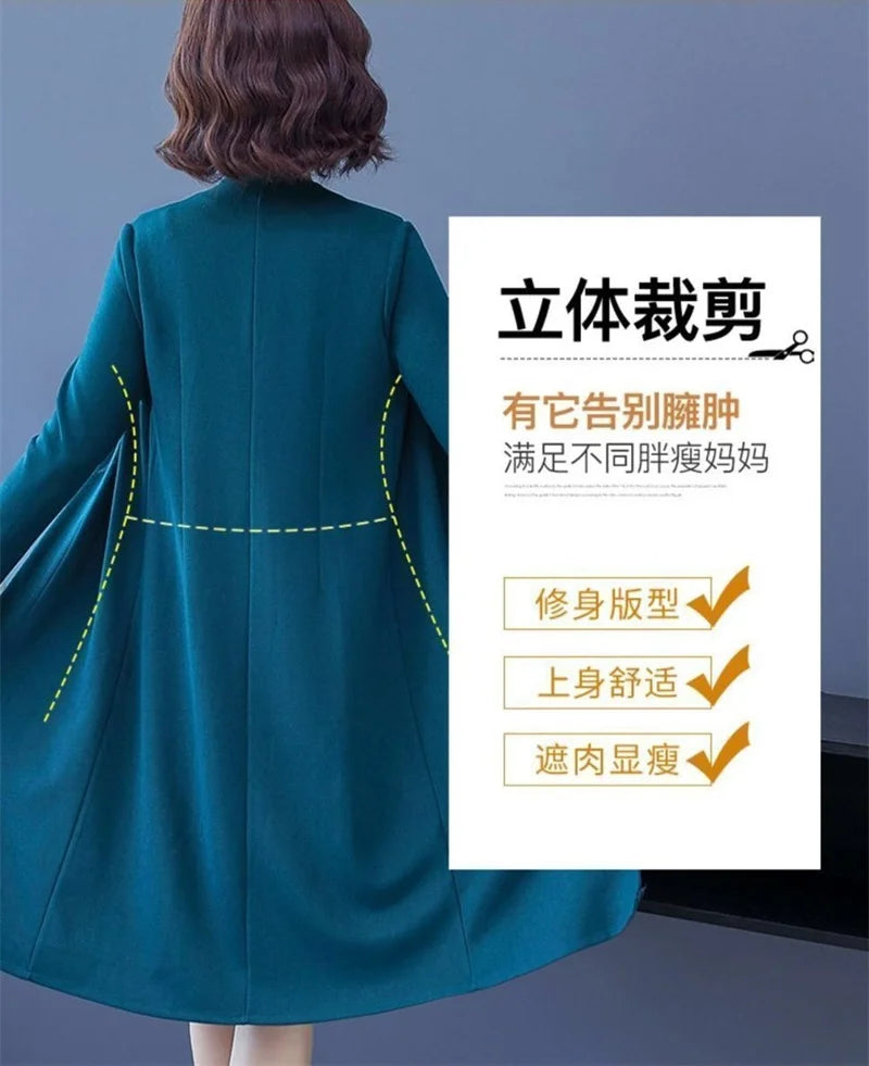 Single/Two-piece Suit Female Middle-Aged Elderly Temperament Mother Dress Suits New Autumn Windbreaker Coat Female Elegant Dress