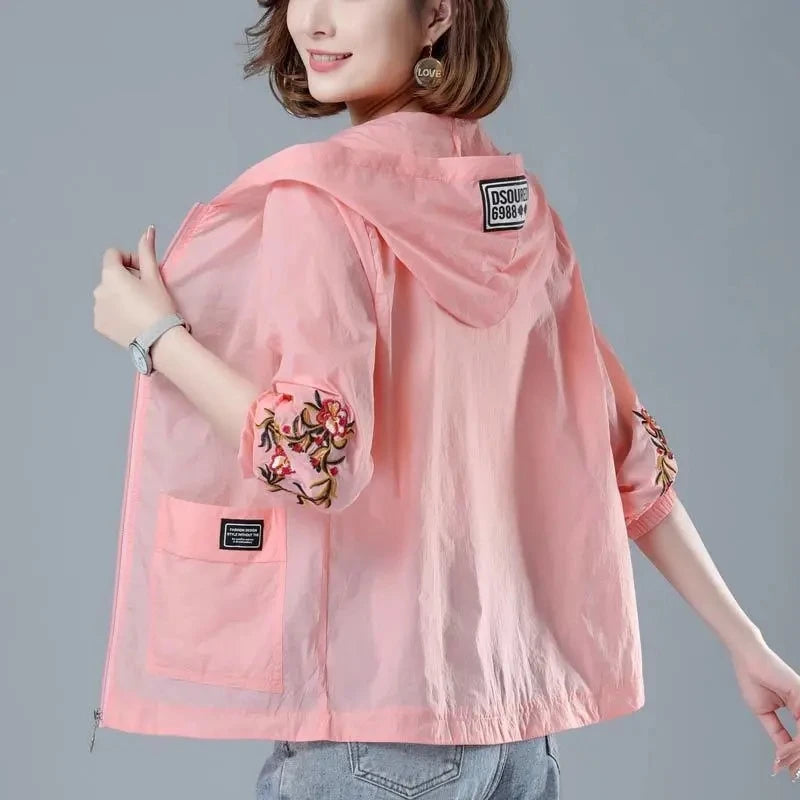 Spring Thin Short Mom Jacket Women 2025 New Breathable Sun Protection Clothing Femme Middle-Aged Mom Summer Sun Protection Shirt