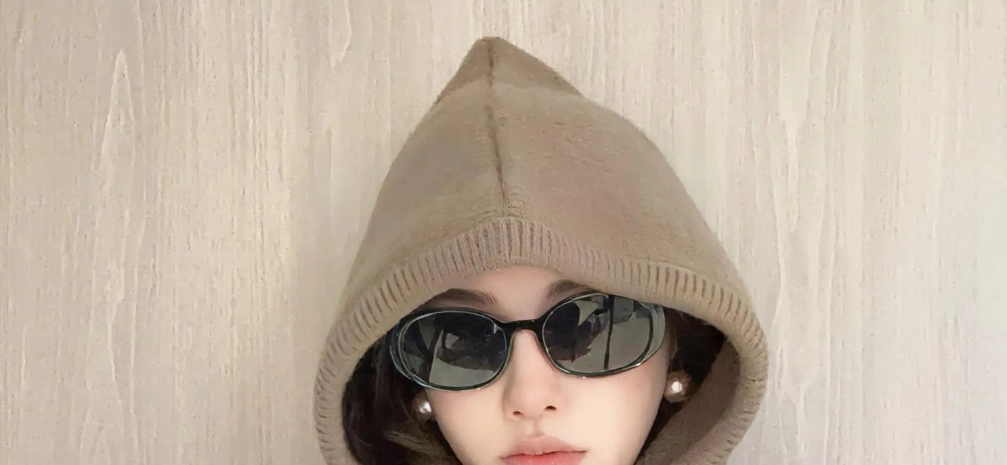 New Winter Trendy Balaclava Hat Windproof Scarf Knitted Hat For Women Cute Warm Ear Protection Hat