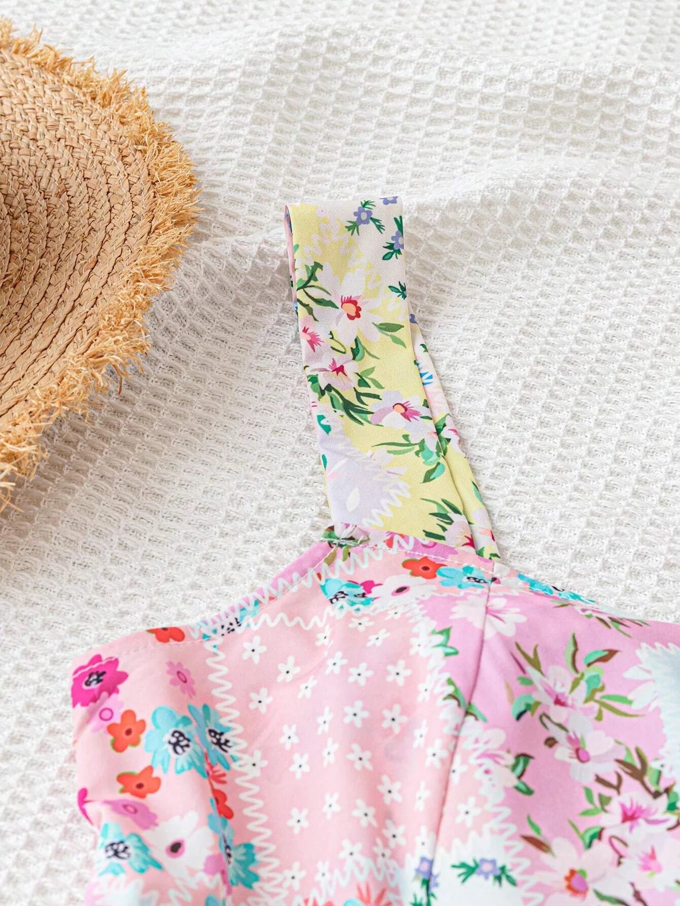 Women's Floral Print Strapless Back Tie Bow Dress 1181