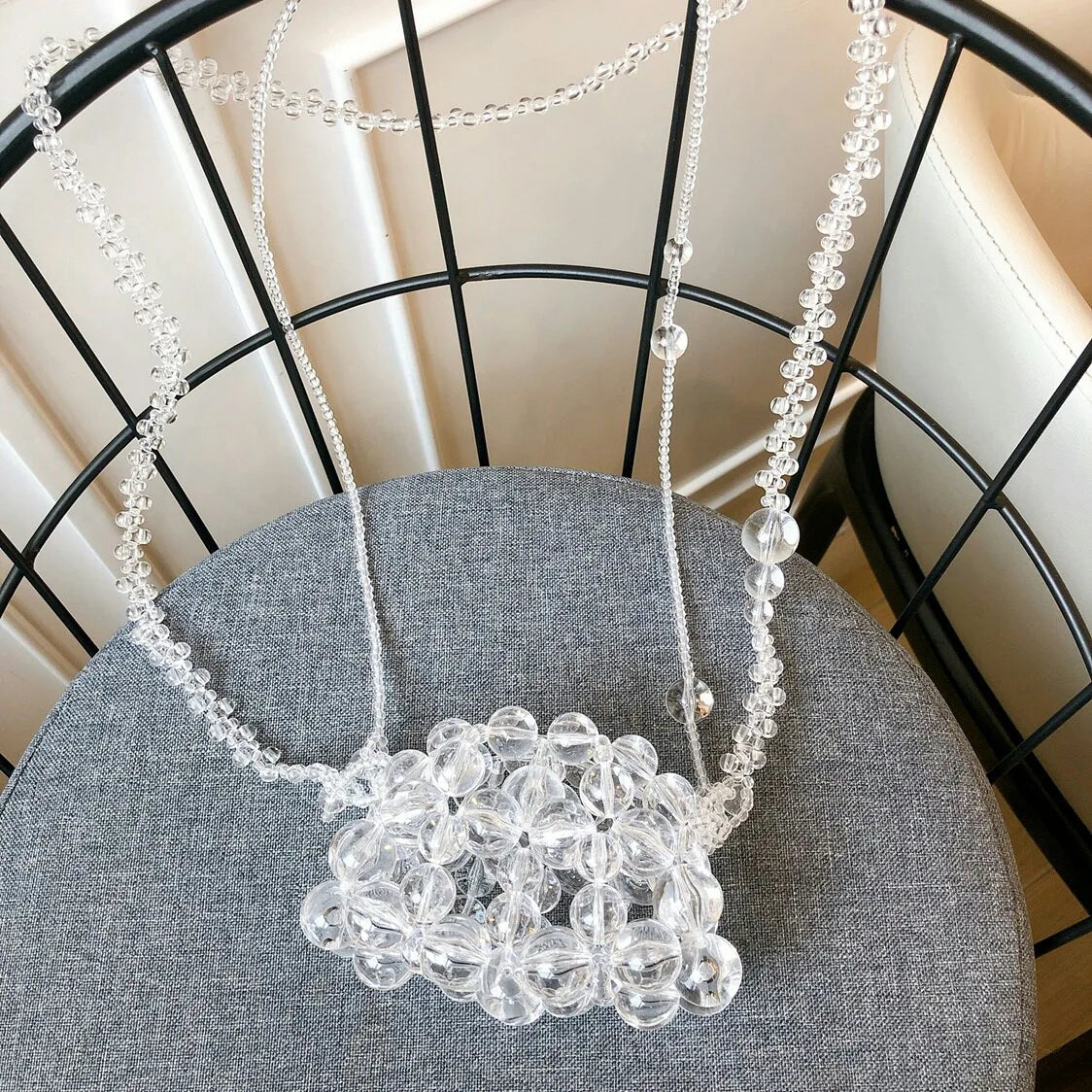 XIYUAN Lady Party Pearls White Crossbody Bag For Women 2023 New Summer Woven Beaded Shoulder Bag Female Top Quality Clutch Purse